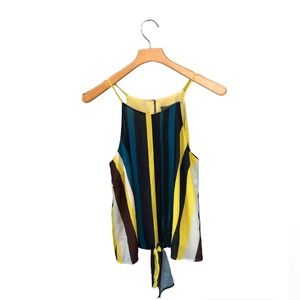 Evereve Sunday in Brooklyn Blue Lime Bold Stripe Tie Tank Medium NWT